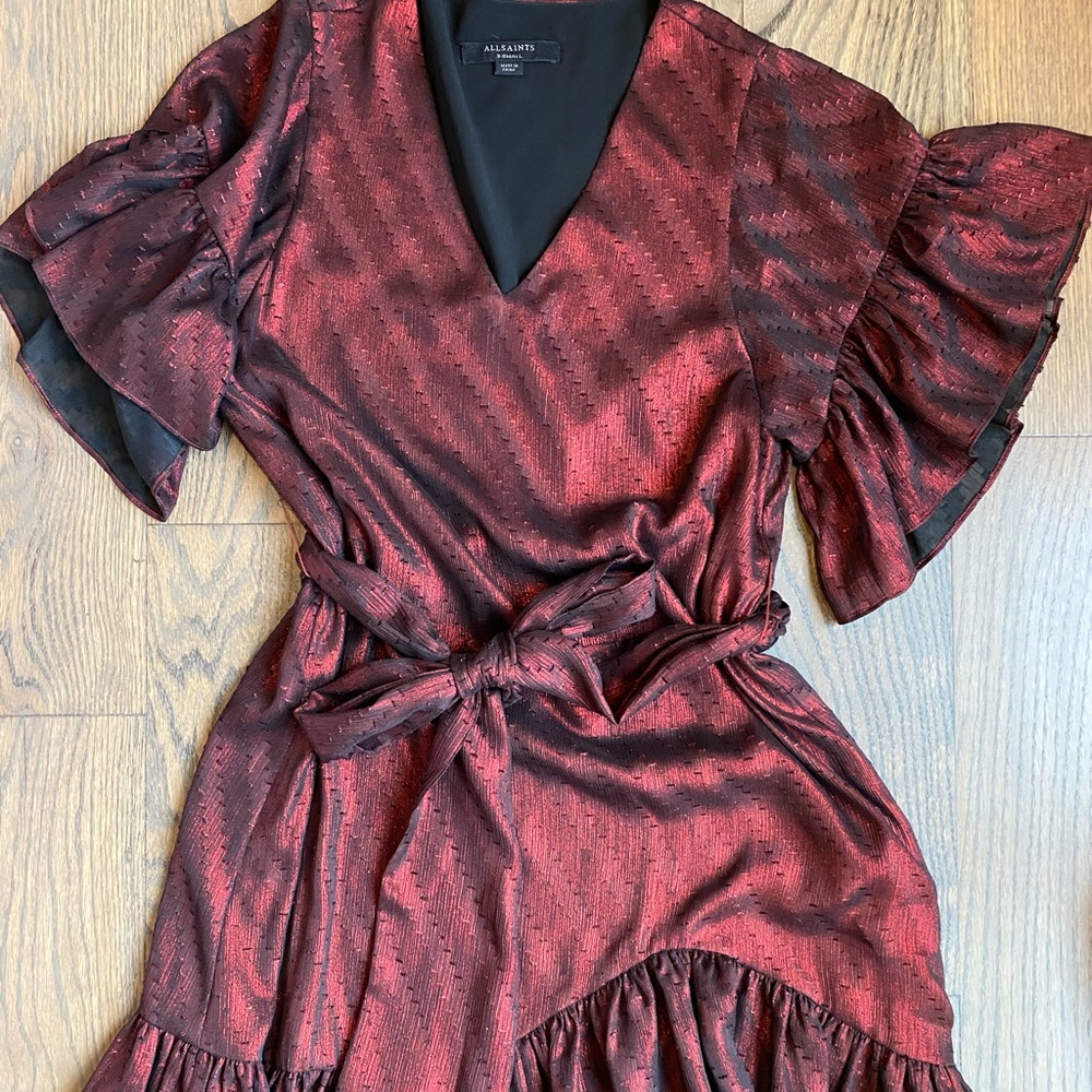 All Saints Red Flowy Dress